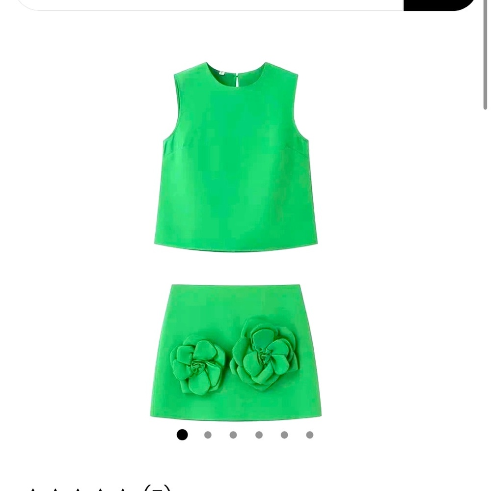 Green Two-Piece Floral Skirt Set - Women